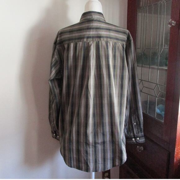 Puritan Green Plaid Button Down Shirt Men Size M Wrinkle Resistant Long Sleeve - Picture 2 of 16